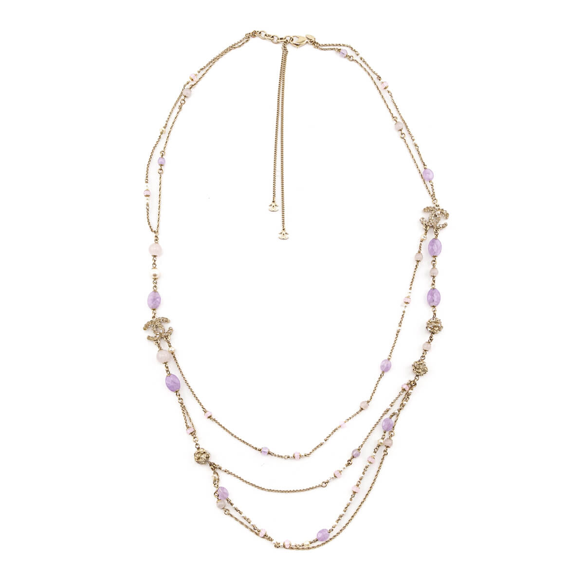 Chanel Purple Bead & Gold CC Multi-Strand Necklace - Love that Bag etc - Preowned Authentic Designer Handbags & Preloved Fashions