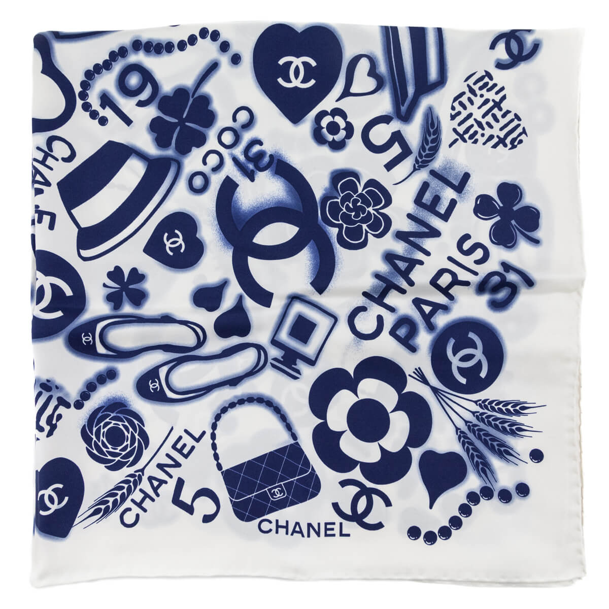 Chanel White & Blue Silk CC Icon Scarf - Love 历史查询®Bag®幸运飞行艇官方开奖记录-168官方飞艇结果号码预测 - Preowned Authentic Designer Handbags & Preloved Fashions