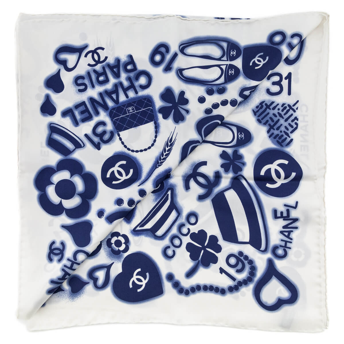 Chanel White & Blue Silk CC Icon Scarf - Love 历史查询®Bag®幸运飞行艇官方开奖记录-168官方飞艇结果号码预测 - Preowned Authentic Designer Handbags & Preloved Fashions