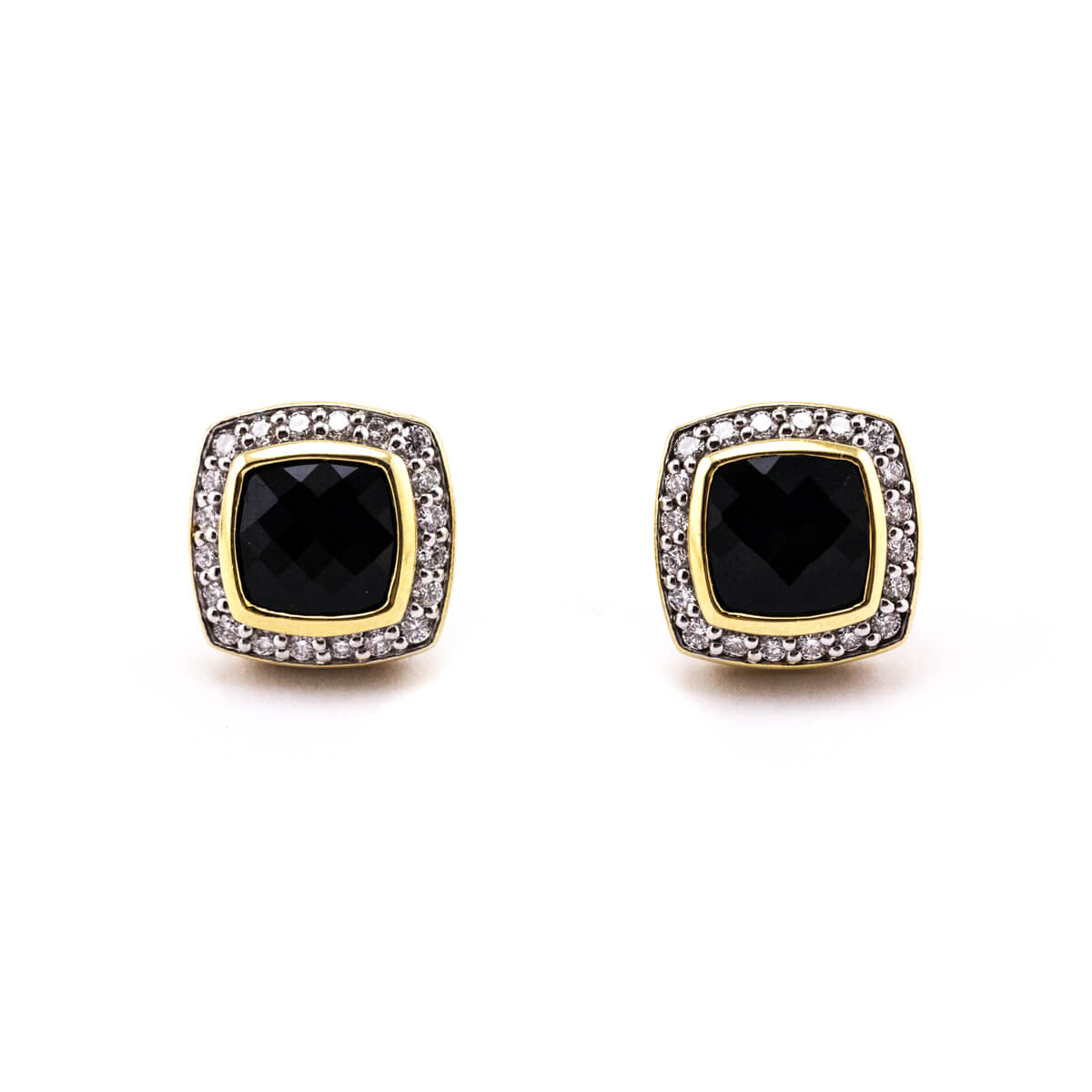 David Yurman 18K Gold Onyx & Diamonds Stud Earrings - Love that Bag etc - Preowned Authentic Designer Handbags & Preloved Fashions