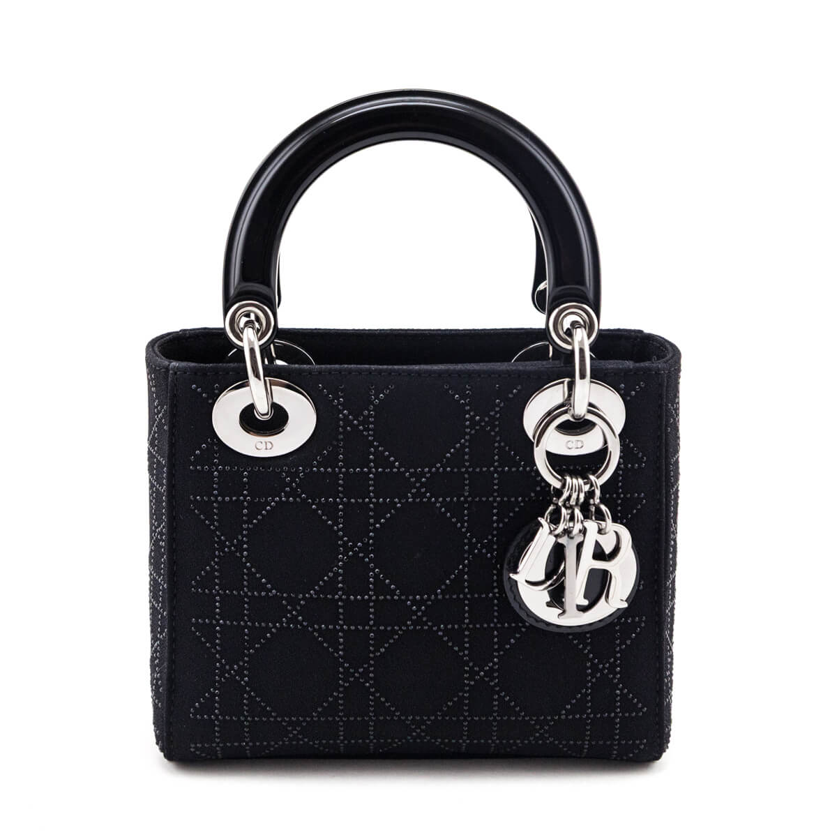 Dior Black Canvas Crystal Studded Cannage Mini Lady Dior - Love that Bag etc - Preowned Authentic Designer Handbags & Preloved Fashions