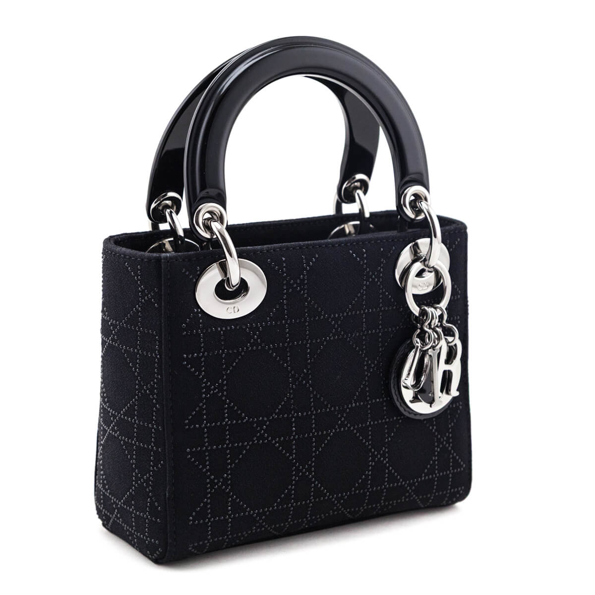 Dior Black Canvas Crystal Studded Cannage Mini Lady Dior - Love that Bag etc - Preowned Authentic Designer Handbags & Preloved Fashions