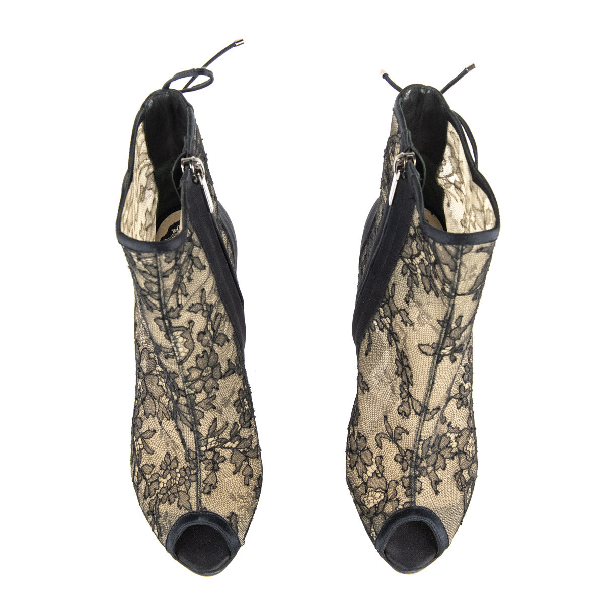 Dior Black Lace Platform Peep Toe Booties Size US 5 | EU 35 - Love that Bag etc - Preowned Authentic Designer Handbags & Preloved Fashions