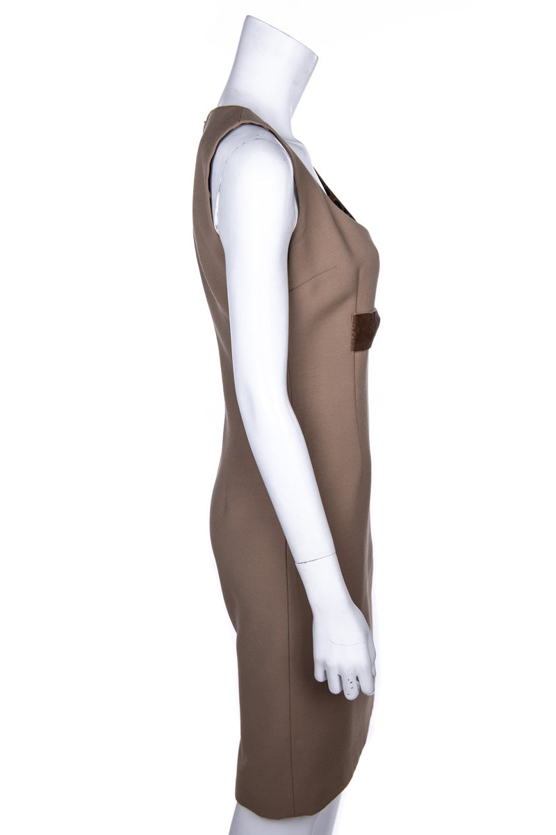 Dolce & Gabbana Beige Sleeveless Velvet Bow Dress Size S - Love that Bag etc - Preowned Authentic Designer Handbags & Preloved Fashions