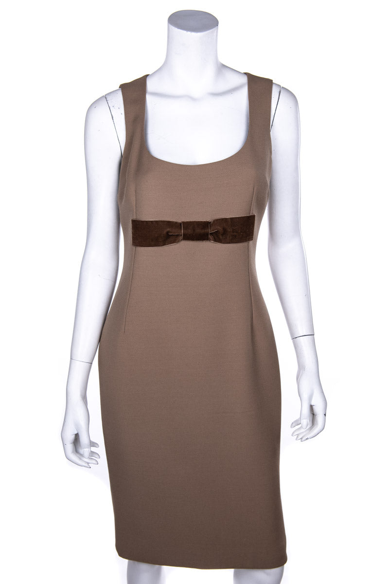 Dolce & Gabbana Beige Sleeveless Velvet Bow Dress Size S - Love that Bag etc - Preowned Authentic Designer Handbags & Preloved Fashions