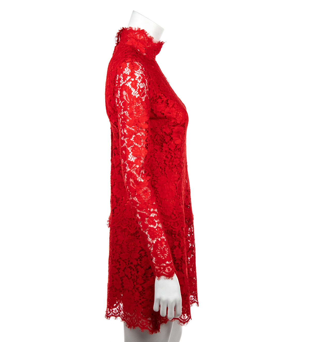 Dolce & Gabbana Red Lace Long Sleeve Mini Dress Size XS | IT 40 - Love that Bag etc - Preowned Authentic Designer Handbags & Preloved Fashions