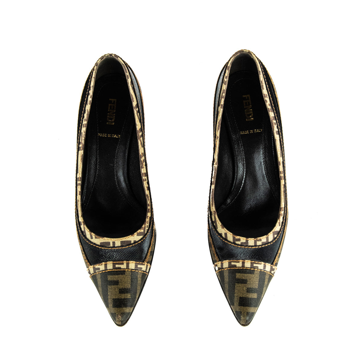 Fendi Brown Zucca & Mesh Pumps Size US 7 | EU 37 - Love that Bag etc - Preowned Authentic Designer Handbags & Preloved Fashions