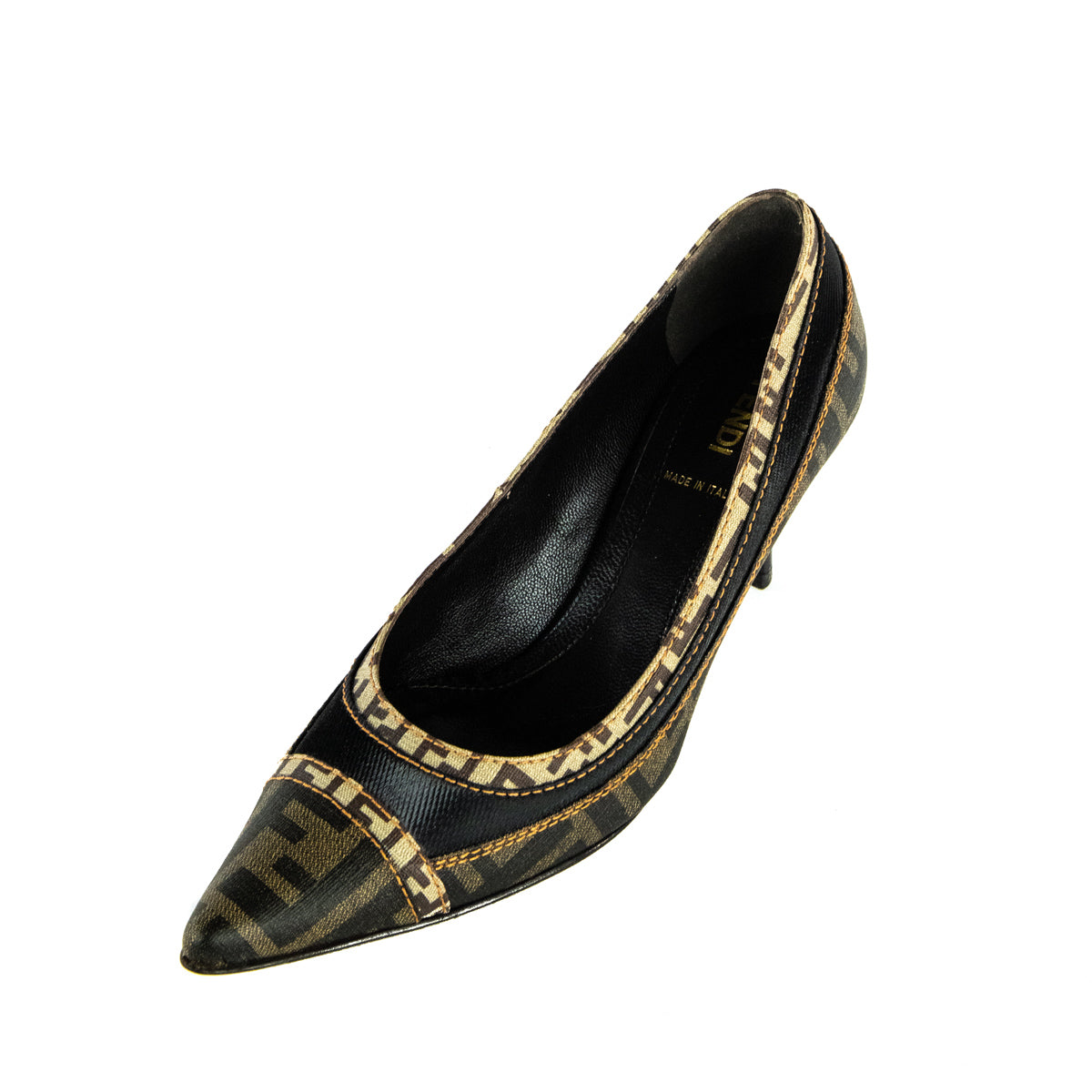 Fendi Brown Zucca & Mesh Pumps Size US 7 | EU 37 - Love that Bag etc - Preowned Authentic Designer Handbags & Preloved Fashions