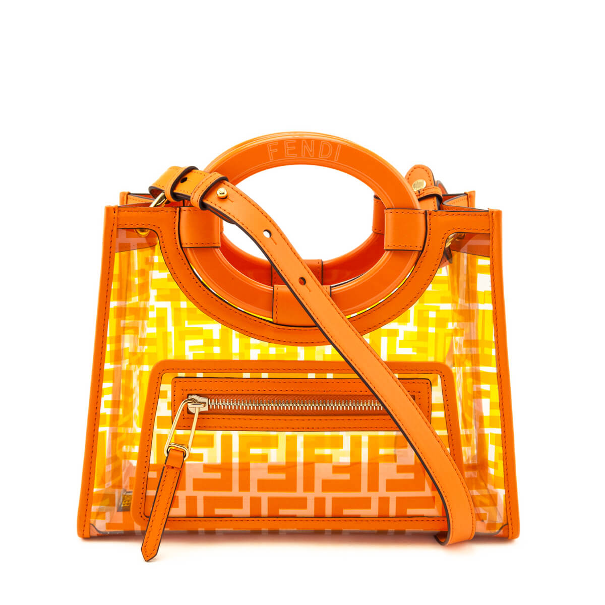Fendi Orange FF Vitello Century Plexiglass Small Runaway Shopper Tote - Love that Bag etc - Preowned Authentic Designer Handbags & Preloved Fashions