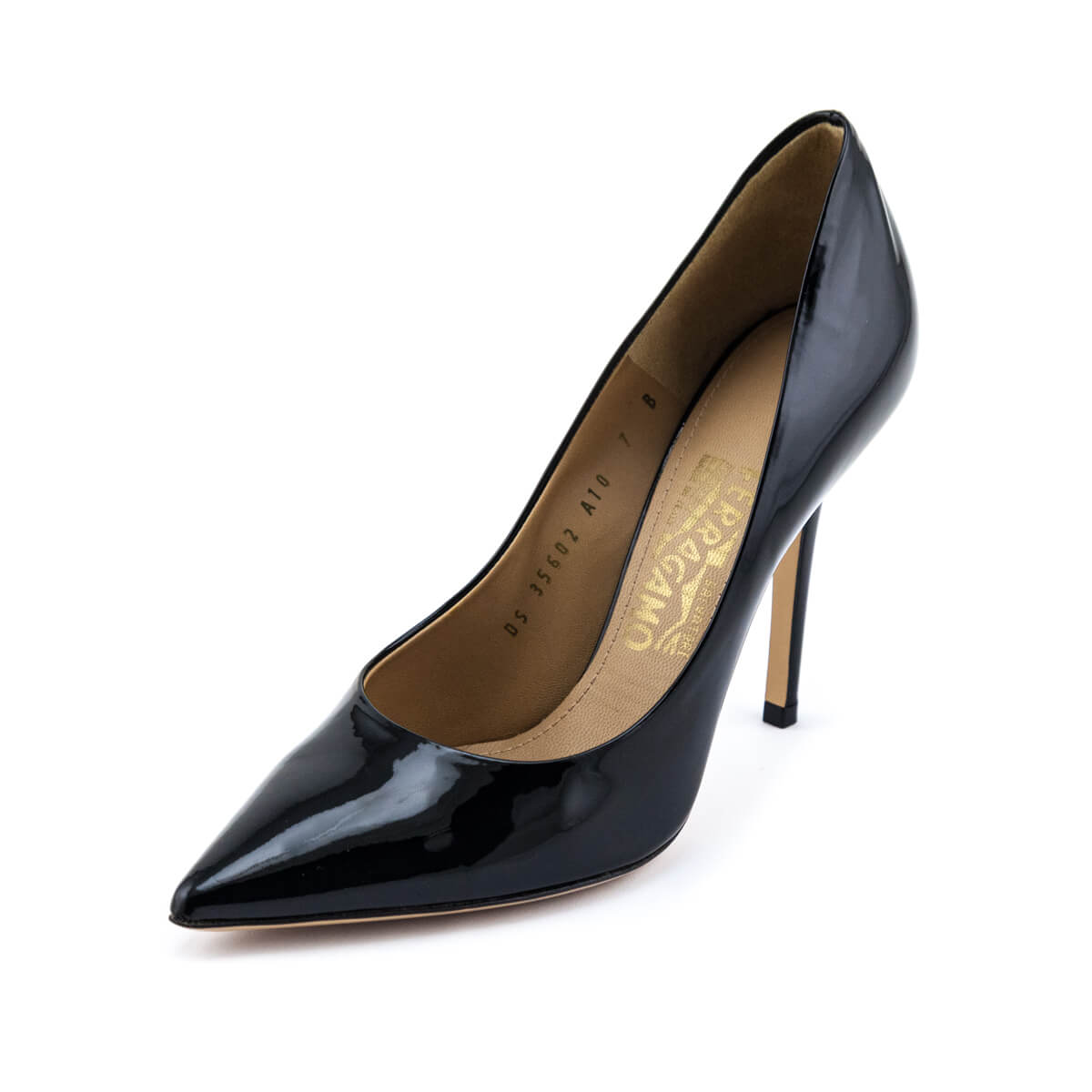 Ferregamo Black Patent Susi 100 Pumps Size US 7 | EU 37 - Love that Bag etc - Preowned Authentic Designer Handbags & Preloved Fashions