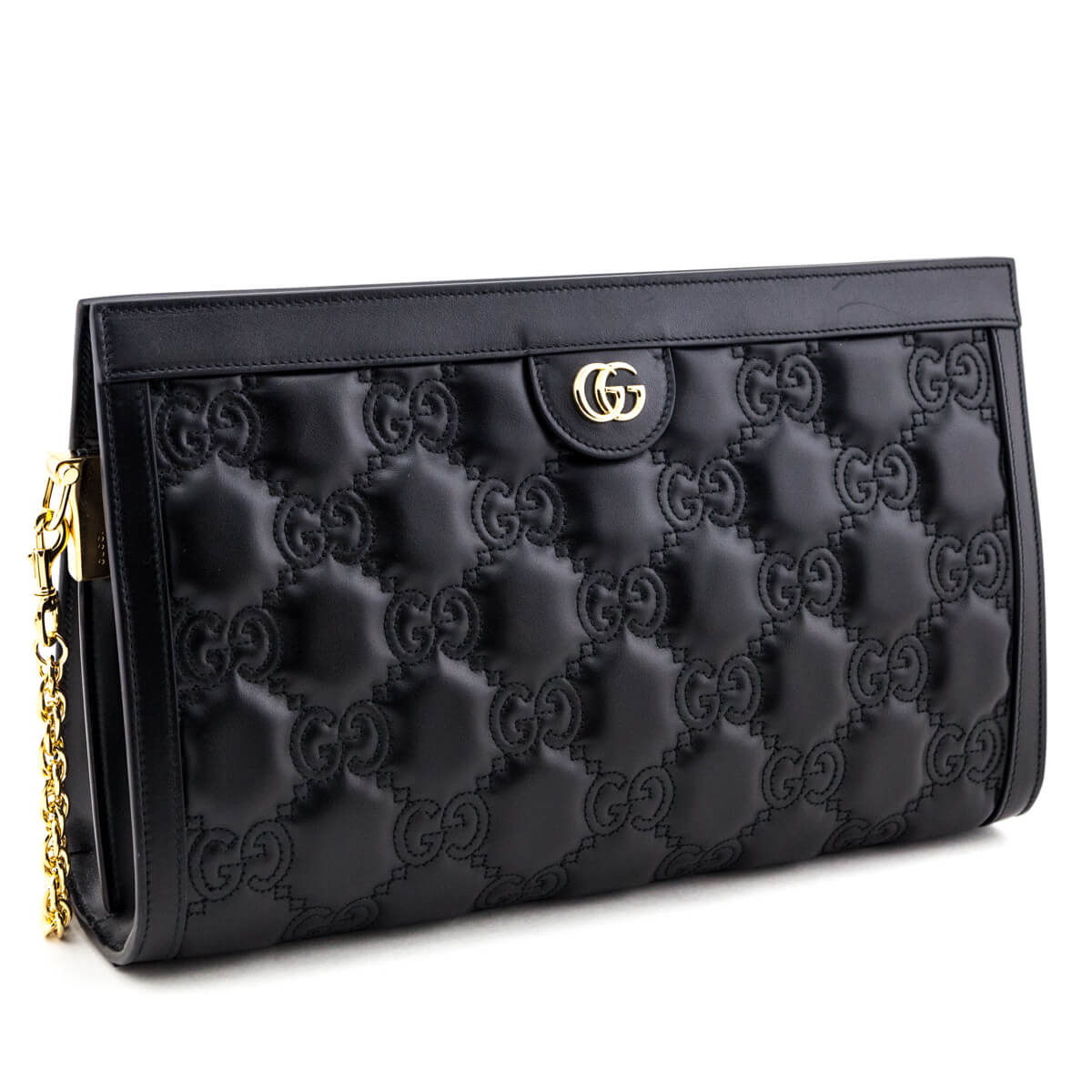 Gucci Black Calfskin GG Matelasse Medium Slim Chain Shoulder Bag - Love that Bag etc - Preowned Authentic Designer Handbags & Preloved Fashions