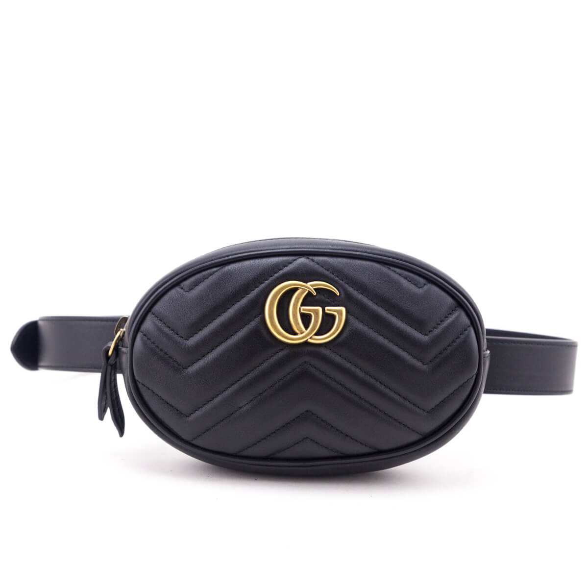 Gucci Black Calfskin Matelasse GG Marmont Belt Bag - Love that Bag etc - Preowned Authentic Designer Handbags & Preloved Fashions