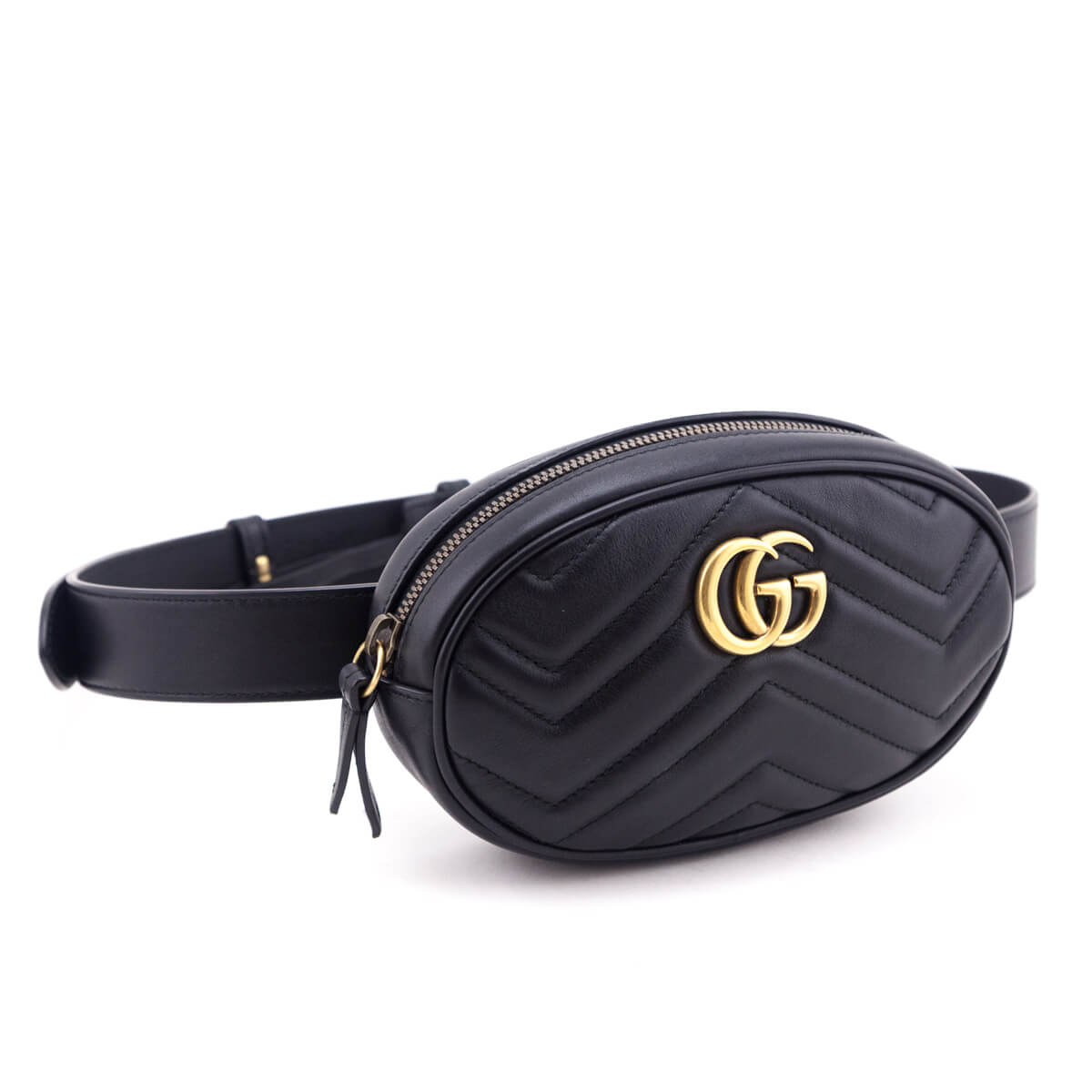 Gucci Black Calfskin Matelasse GG Marmont Belt Bag - Love that Bag etc - Preowned Authentic Designer Handbags & Preloved Fashions