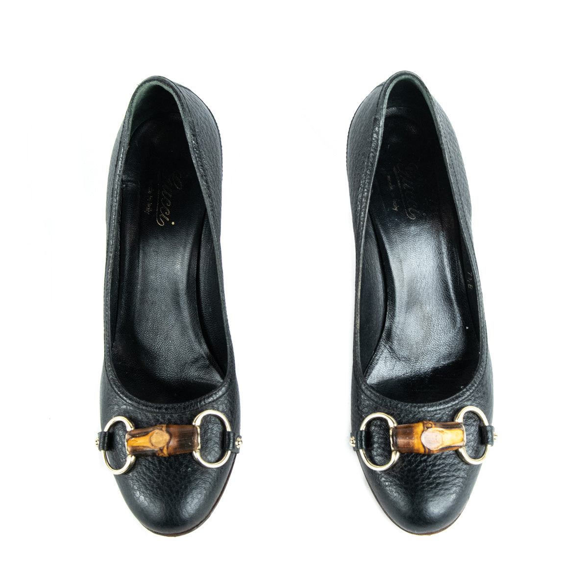Gucci Black Leather Bamboo Horsebit Pumps Size US 7.5 | EU 37.5 - Love that Bag etc - Preowned Authentic Designer Handbags & Preloved Fashions