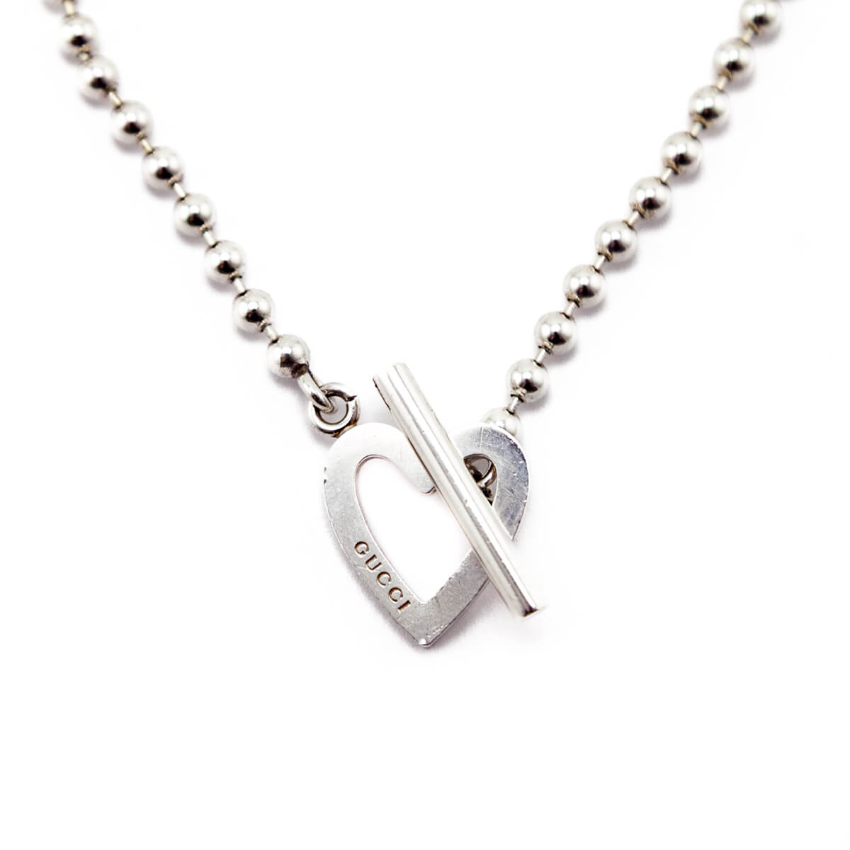 Gucci Sterling Silver Boule Heart Toggle Necklace - Love that Bag etc - Preowned Authentic Designer Handbags & Preloved Fashions