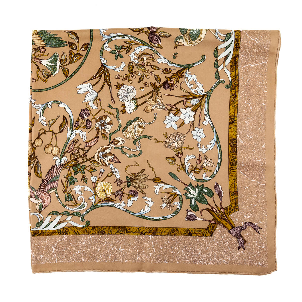 Hermes Beige Pierres D'Orient Et D'Occident Silk Scarf - Love that Bag etc - Preowned Authentic Designer Handbags & Preloved Fashions