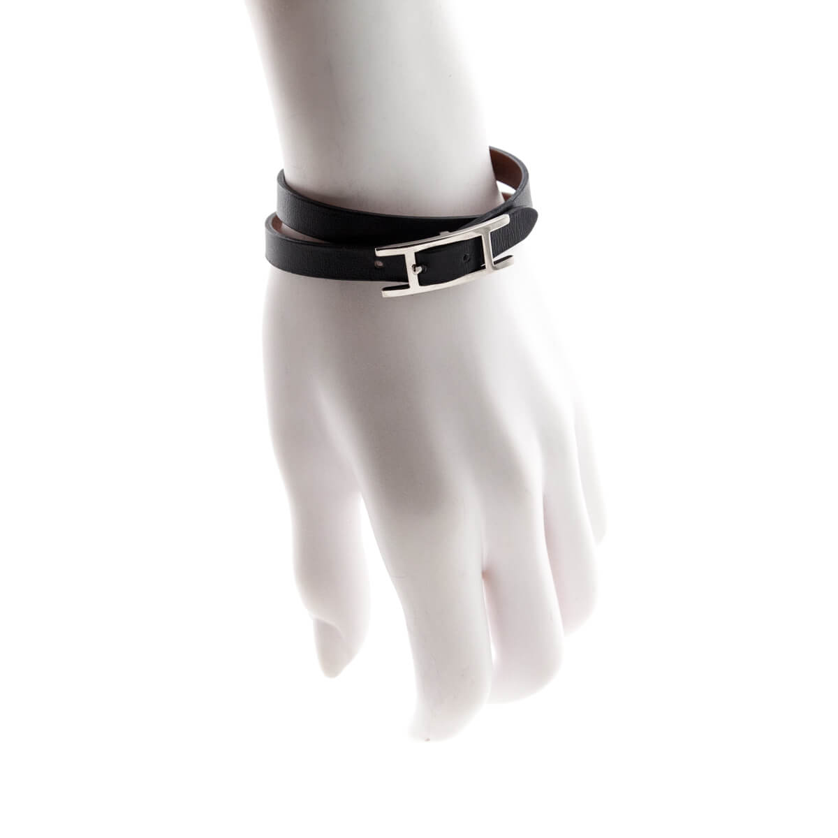 Hermes Black & Brown Chamonix & Tadelakt Calfskin Reversible Behapi Double Tour Bracelet Size M - Love that Bag etc - Preowned Authentic Designer Handbags & Preloved Fashions