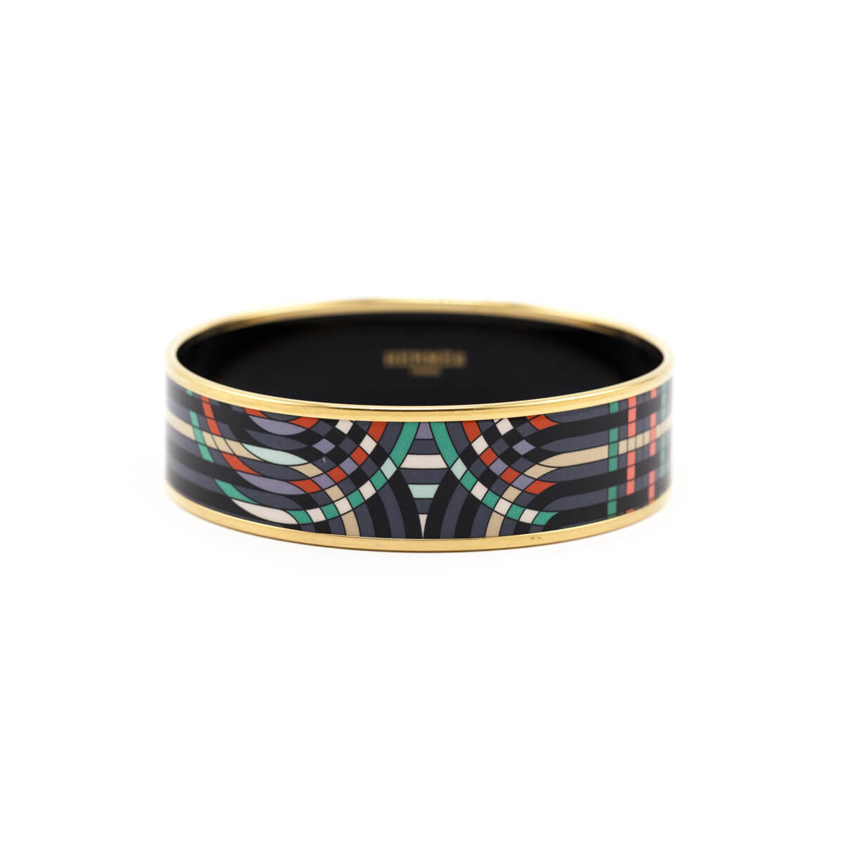 Hermes Black & Multicolored Enamel Wide Spirographie Bracelet - Love that Bag etc - Preowned Authentic Designer Handbags & Preloved Fashions