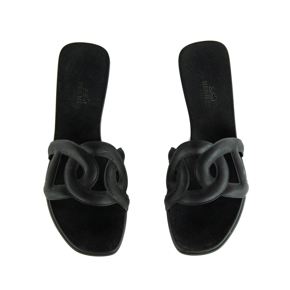 Hermes Black Aloha Rubber Slide Sandals Size US 7 | EU 37 - Love that Bag etc - Preowned Authentic Designer Handbags & Preloved Fashions