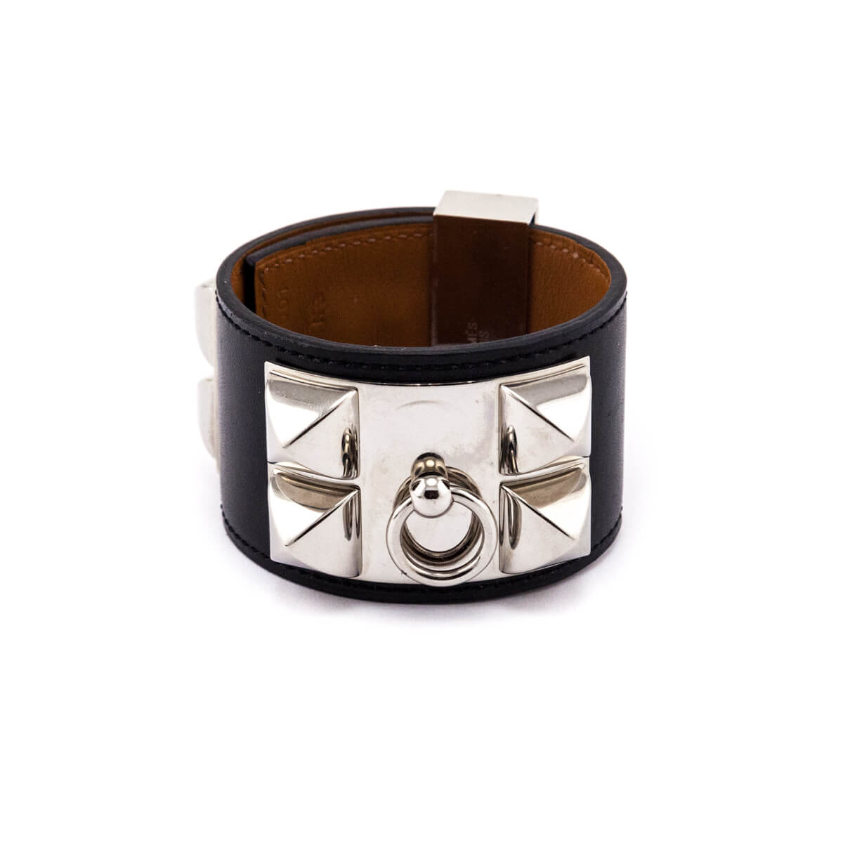 Hermes Black Leather Palladium Collier De Chien Bracelet - Love that Bag etc - Preowned Authentic Designer Handbags & Preloved Fashions