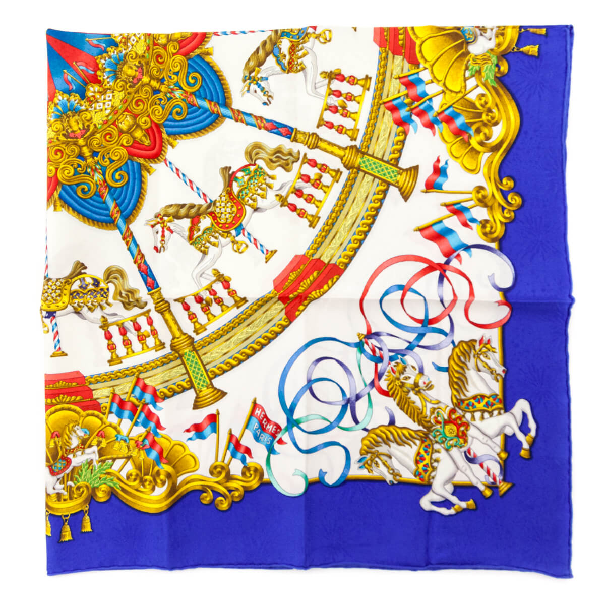 Hermes Blue Luna Park Jacquard Silk Scarf 90 - Love that Bag etc - Preowned Authentic Designer Handbags & Preloved Fashions