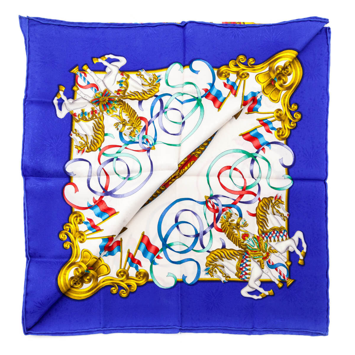 Hermes Blue Luna Park Jacquard Silk Scarf 90 - Love that Bag etc - Preowned Authentic Designer Handbags & Preloved Fashions