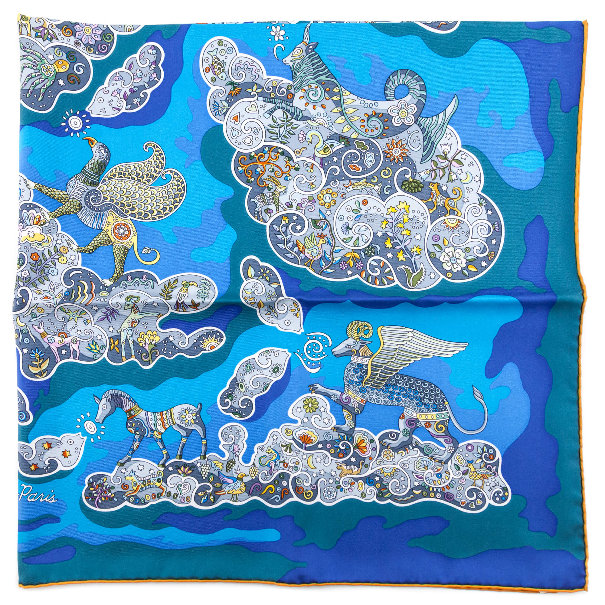 Hermes Blue Silk Nuees Imaginaires Scarf 90 - Love that Bag etc - Preowned Authentic Designer Handbags & Preloved Fashions