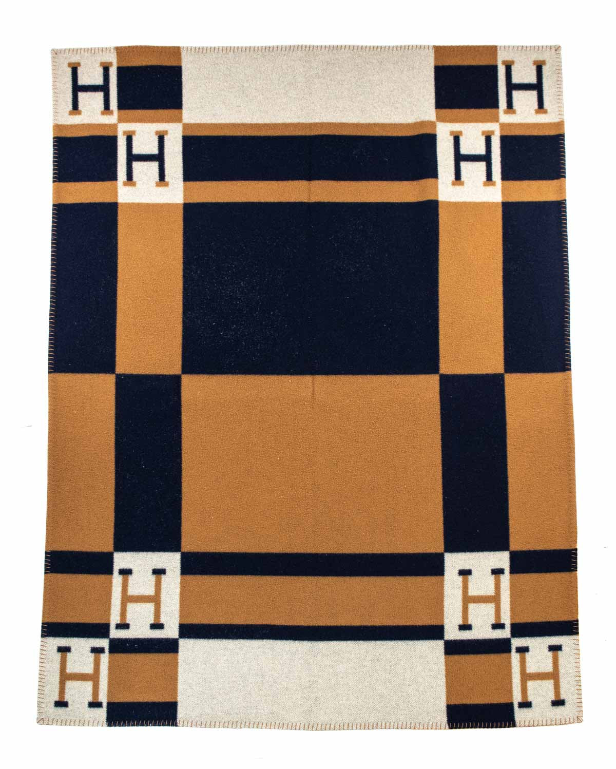 Hermes Camel & Navy Wool & Cashmere Avalon Blanket - Love that Bag etc - Preowned Authentic Designer Handbags & Preloved Fashions