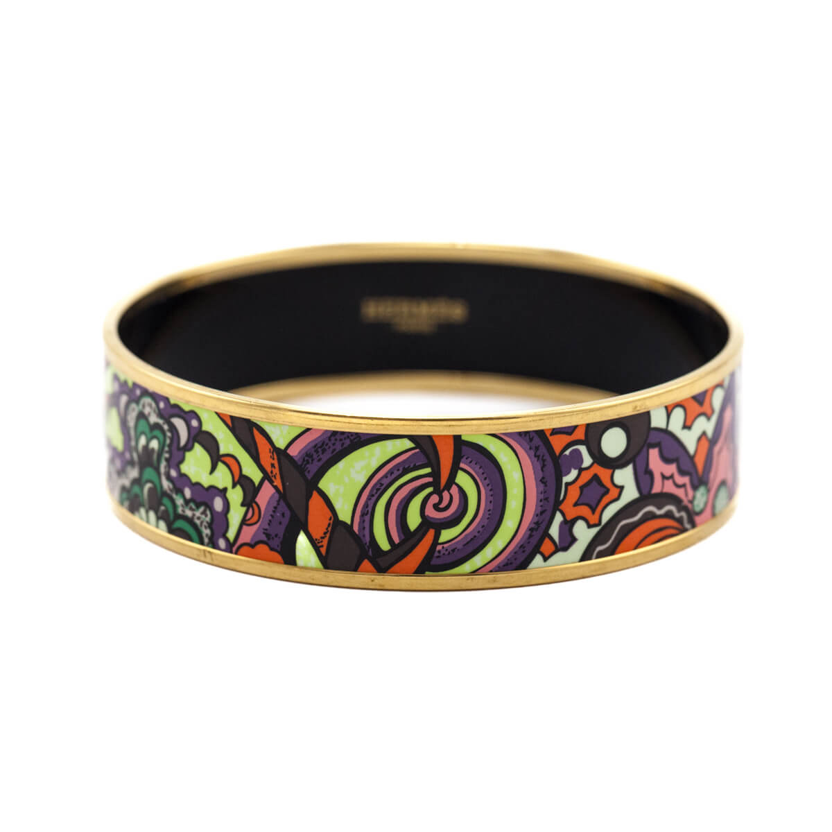 Hermes Green & Orange Enamel Wide L'Ivresse De L'Infini Bracelet - Love that Bag etc - Preowned Authentic Designer Handbags & Preloved Fashions