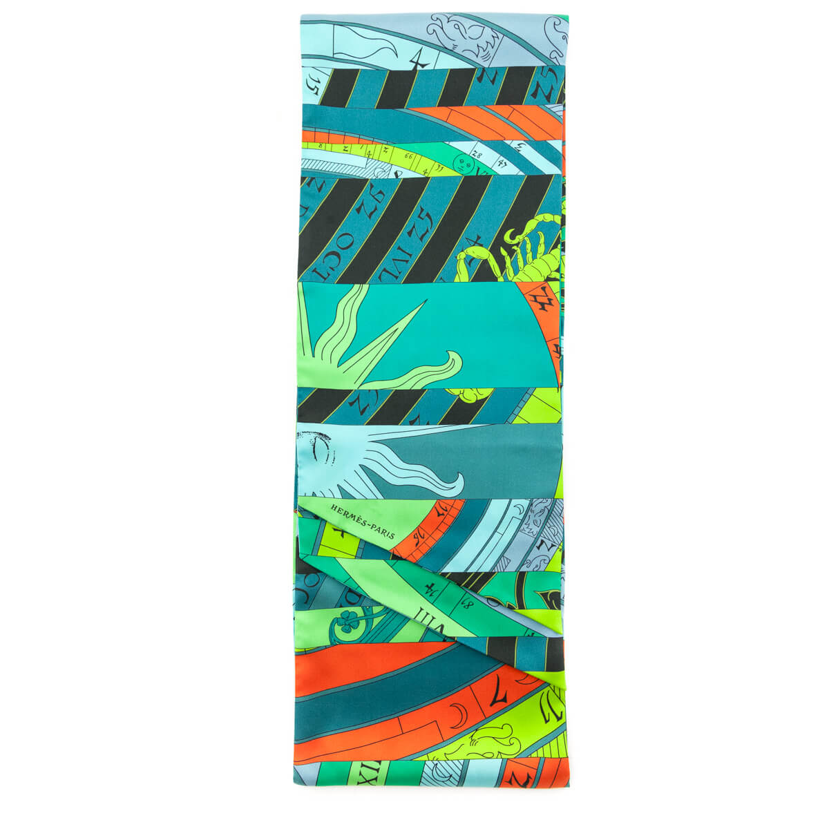 Hermes Green Silk Astrologie Nouvelle Maxi Twilly - Love that Bag etc - Preowned Authentic Designer Handbags & Preloved Fashions