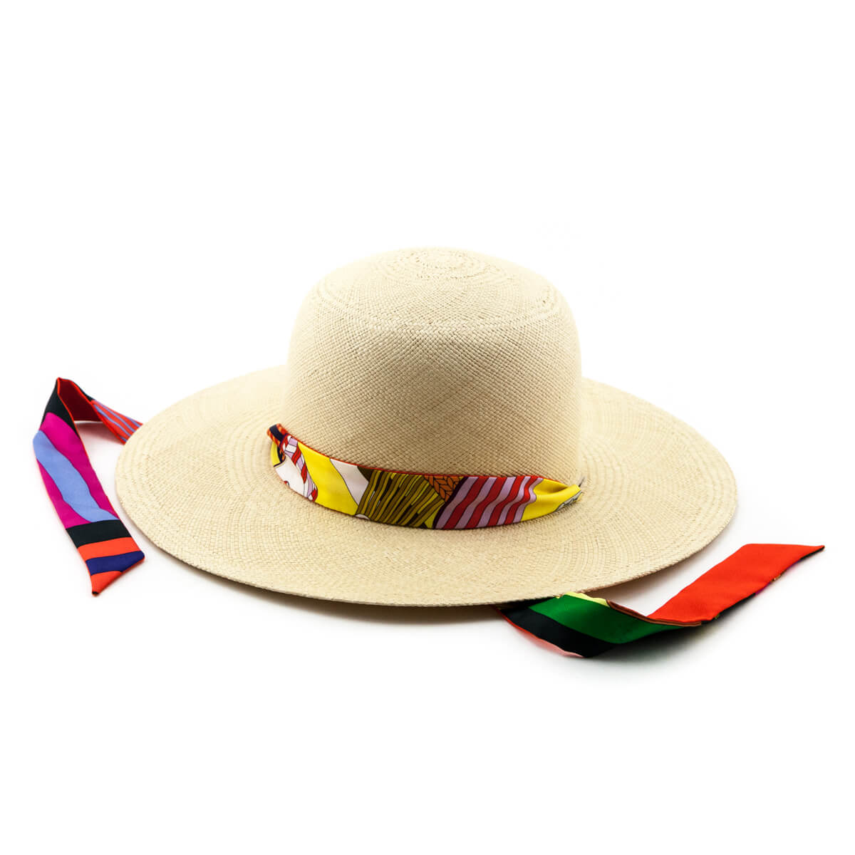 Hermes Ivory Straw & Silk Tie Hat Size L - Love that Bag etc - Preowned Authentic Designer Handbags & Preloved Fashions