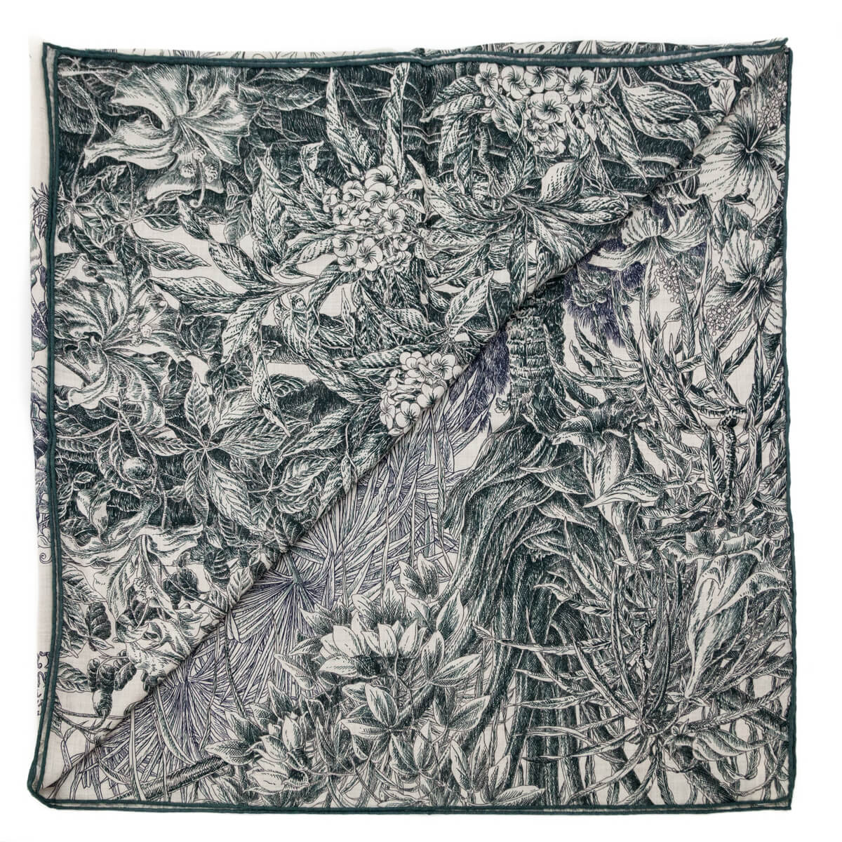 Hermes Loden Green & Natural Cashmere All'Orto Botanico di Palermo Shawl 140 - Love that Bag etc - Preowned Authentic Designer Handbags & Preloved Fashions