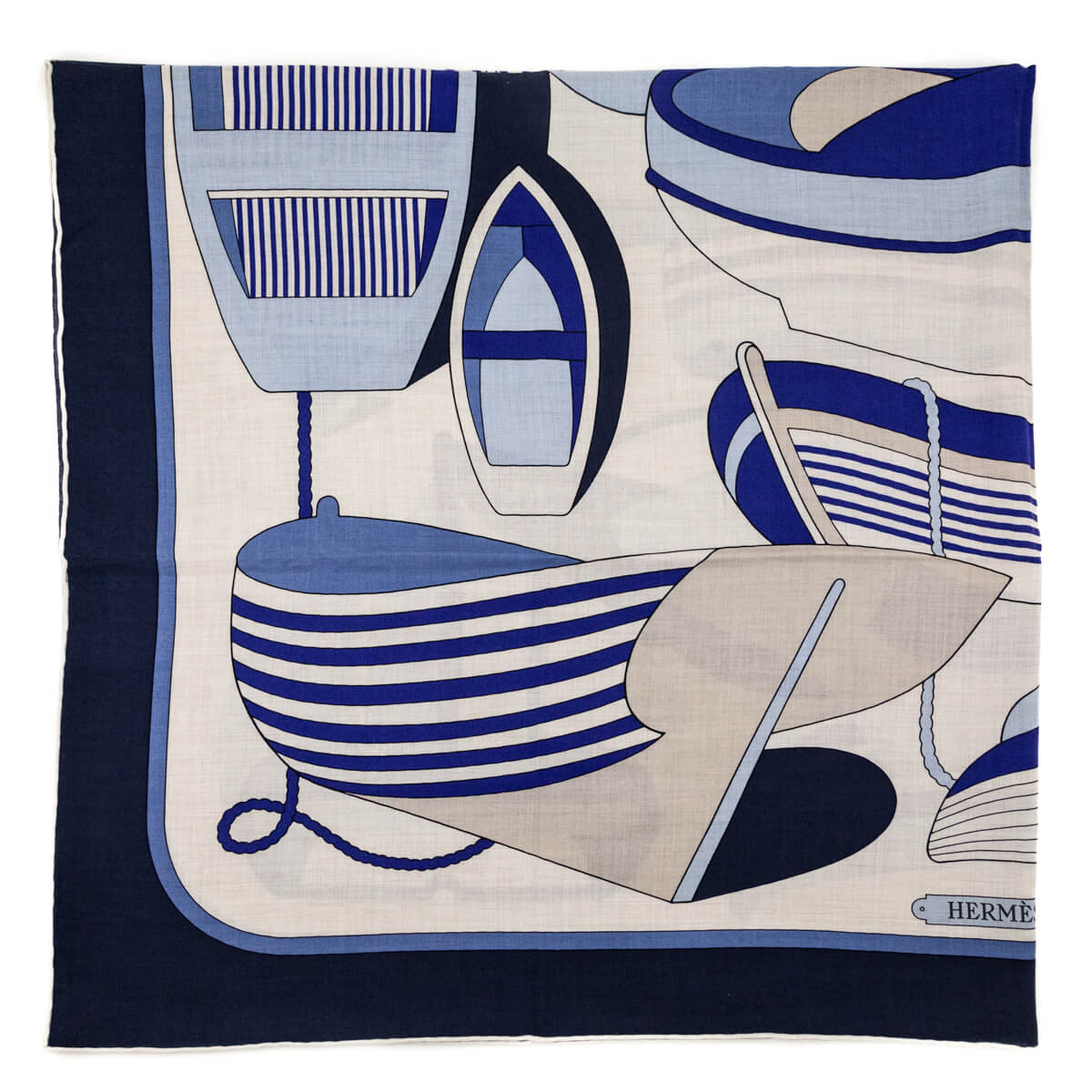 Hermes Navy & Natural Cashmere Thalassa Shawl 140 - Love that Bag etc - Preowned Authentic Designer Handbags & Preloved Fashions