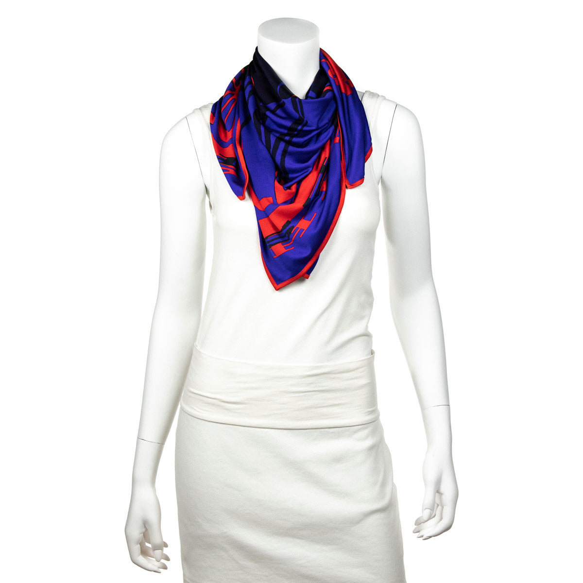 Hermes Purple & Red Silk Jersey Caleche Elastique Scarf 90 - Love that Bag etc - Preowned Authentic Designer Handbags & Preloved Fashions