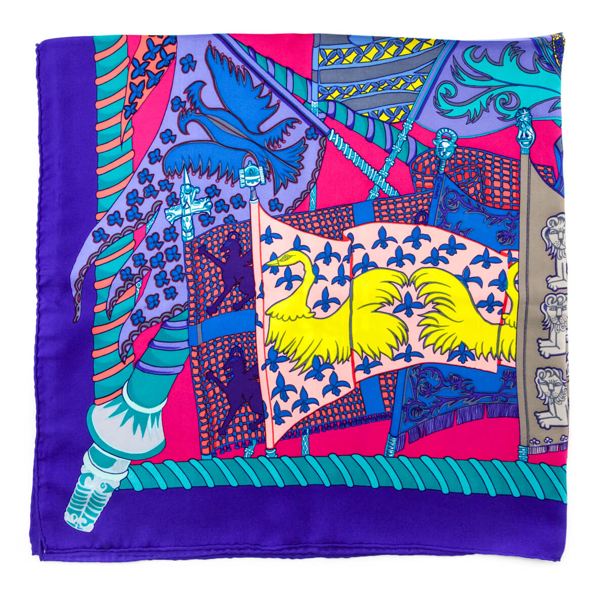 Hermes Purple Etendards et Bannieres Silk Scarf 90 - Love that Bag etc - Preowned Authentic Designer Handbags & Preloved Fashions