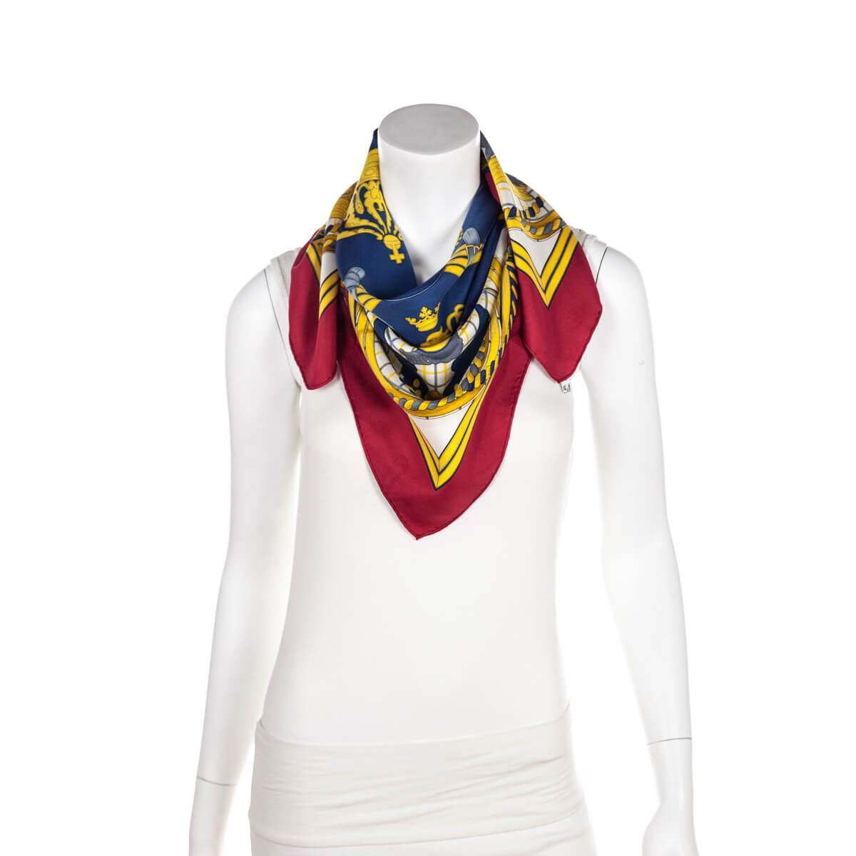 Hermes Red & Blue Grande Tenue Silk Scarf - Love that Bag etc - Preowned Authentic Designer Handbags & Preloved Fashions