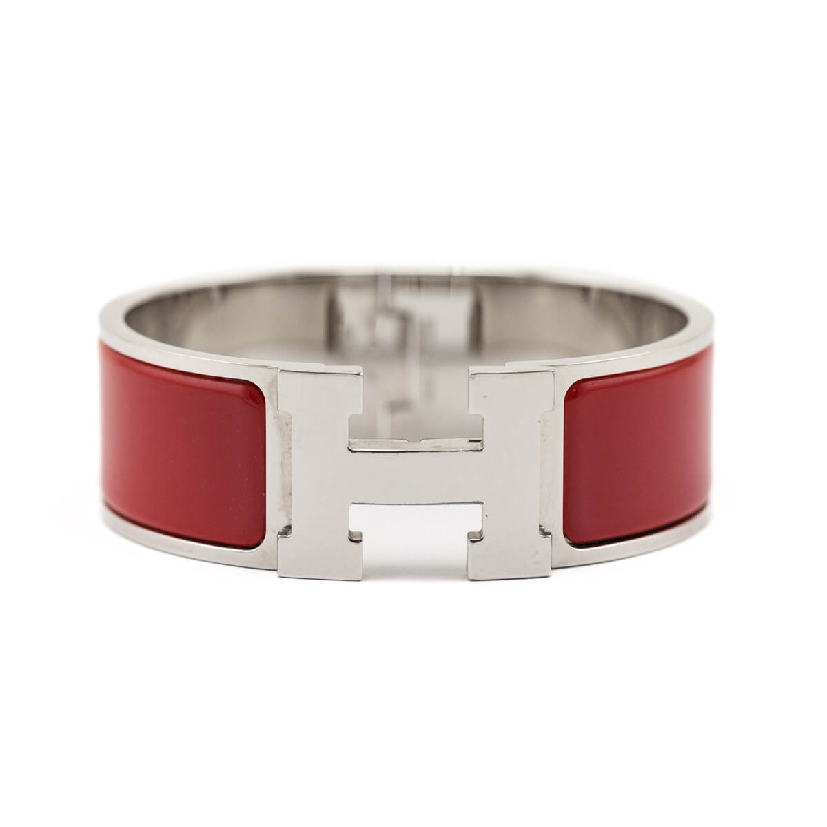 Hermes Red Enamel Wide Clic Clac H Bracelet - Love that Bag etc - Preowned Authentic Designer Handbags & Preloved Fashions
