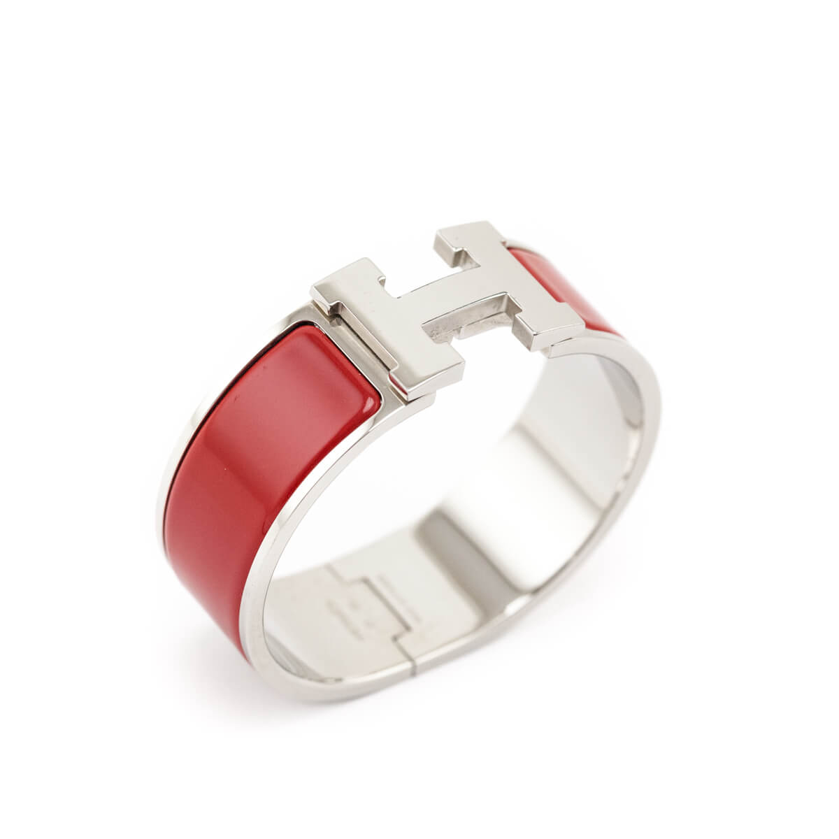 Hermes Red Enamel Wide Clic Clac H Bracelet - Love that Bag etc - Preowned Authentic Designer Handbags & Preloved Fashions