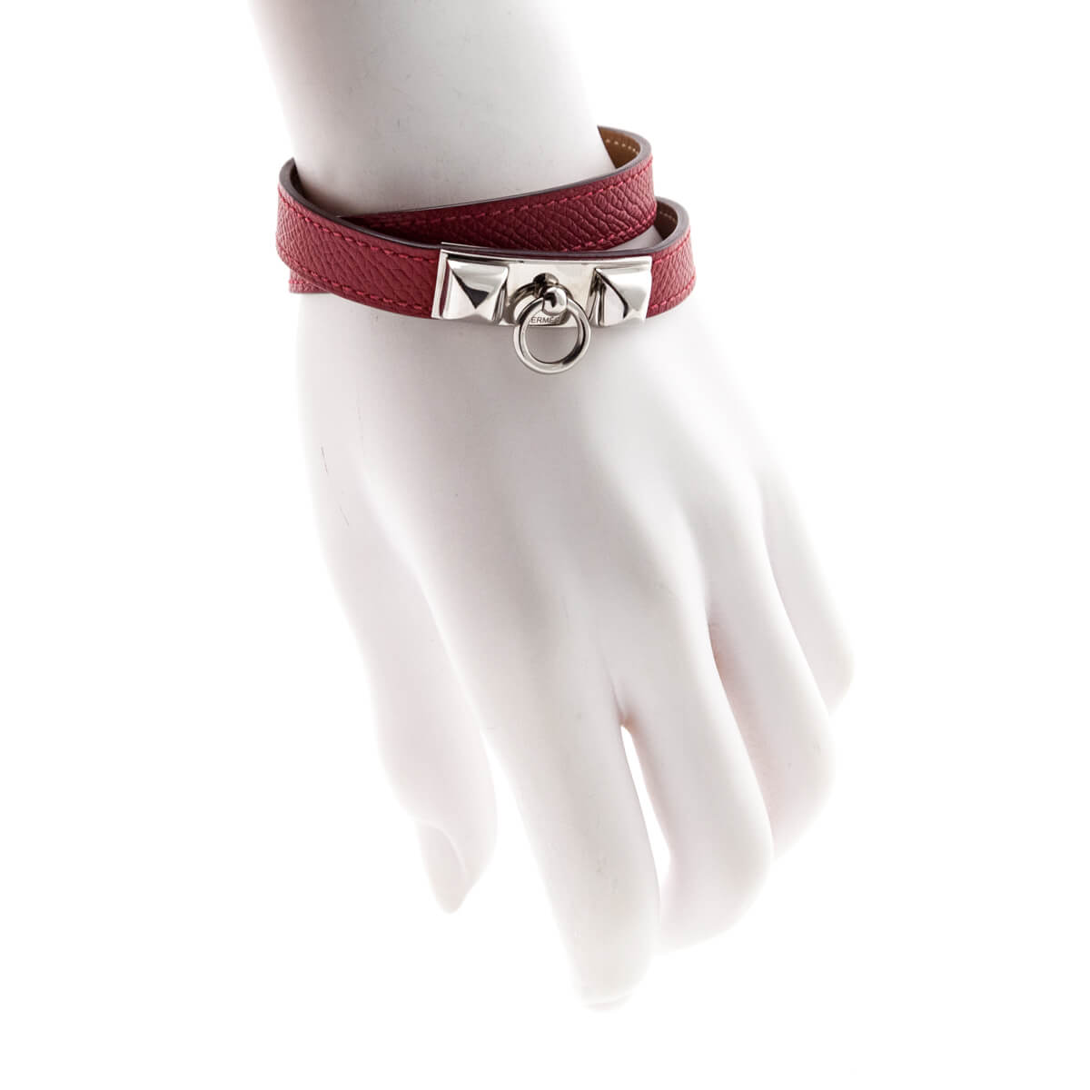 Hermes Red Rivale Epsom Double Tour Bracelet Size L - Love that Bag etc - Preowned Authentic Designer Handbags & Preloved Fashions