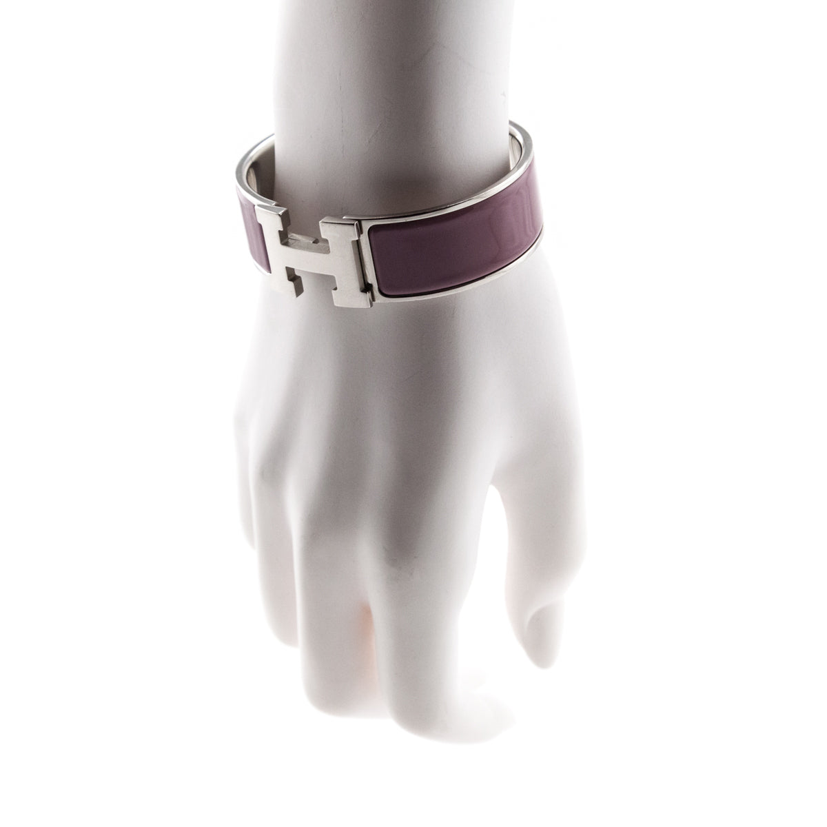 Hermes Rose Poudre Enamel & Palladium Wide Clic Clac H Bracelet GM - Love that Bag etc - Preowned Authentic Designer Handbags & Preloved Fashions