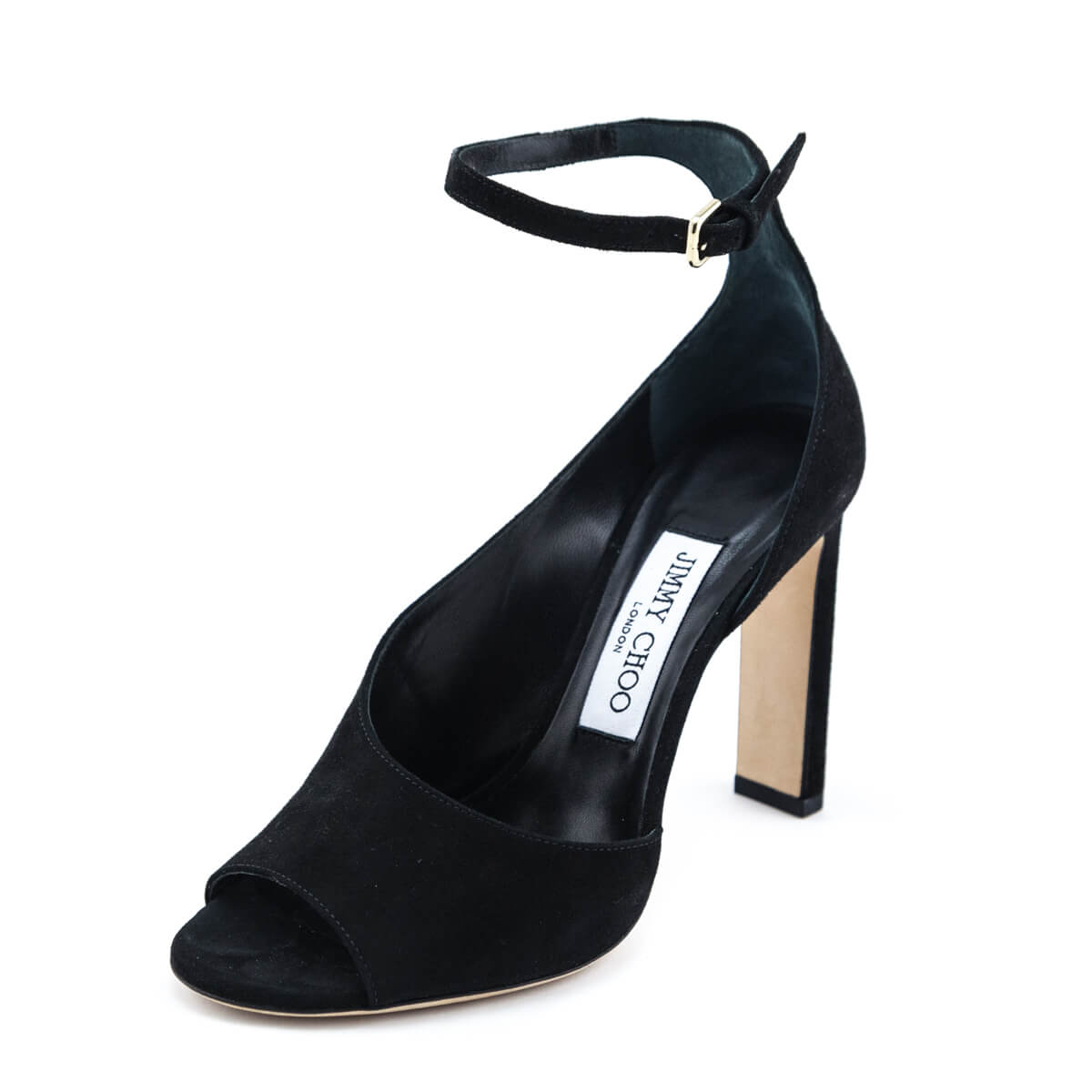 Jimmy Choo Black Suede Theresa Half-d'Orsay Ankle Strap Sandals Size US 7 | EU 37 - Love that Bag etc - Preowned Authentic Designer Handbags & Preloved Fashions