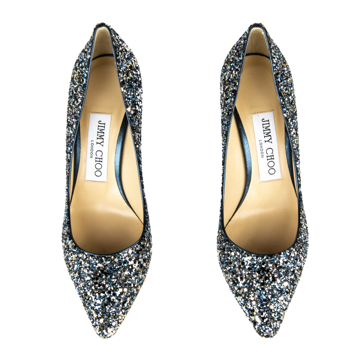 Jimmy Choo Electric Blue Mix Glitter Romy Pumps Size US 5 | EU 35 - Love that Bag etc - Preowned Authentic Designer Handbags & Preloved Fashions