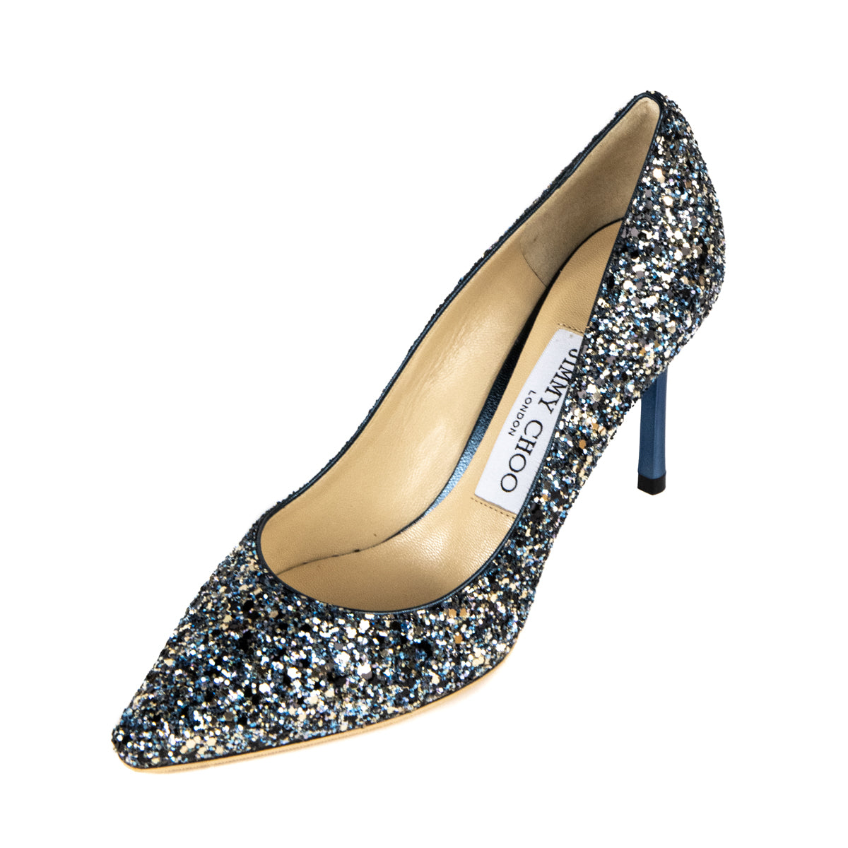 Jimmy Choo Electric Blue Mix Glitter Romy Pumps Size US 5 | EU 35 - Love that Bag etc - Preowned Authentic Designer Handbags & Preloved Fashions