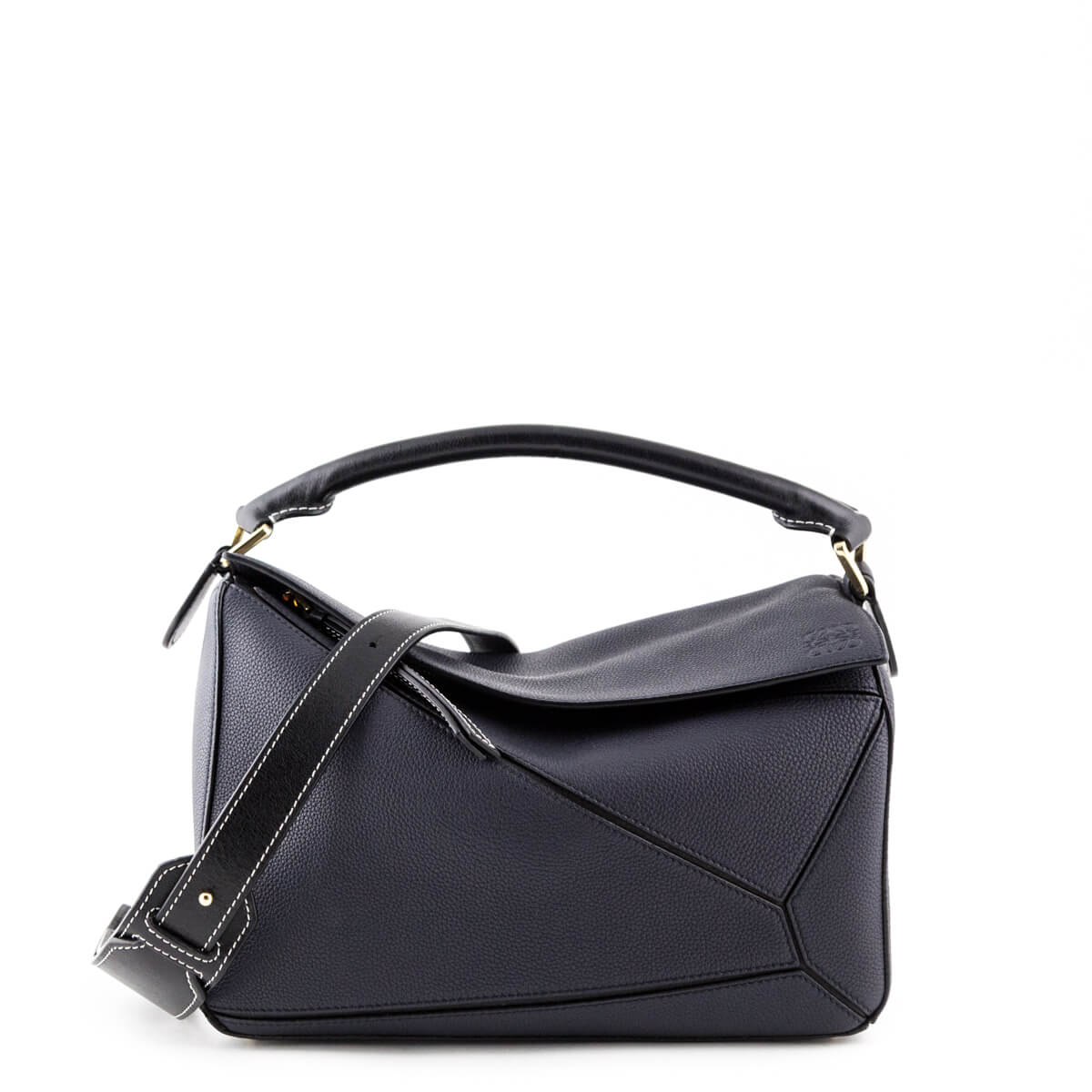 Loewe Midnight Blue & Black Calfskin Medium Puzzle Bag - Love that Bag etc - Preowned Authentic Designer Handbags & Preloved Fashions