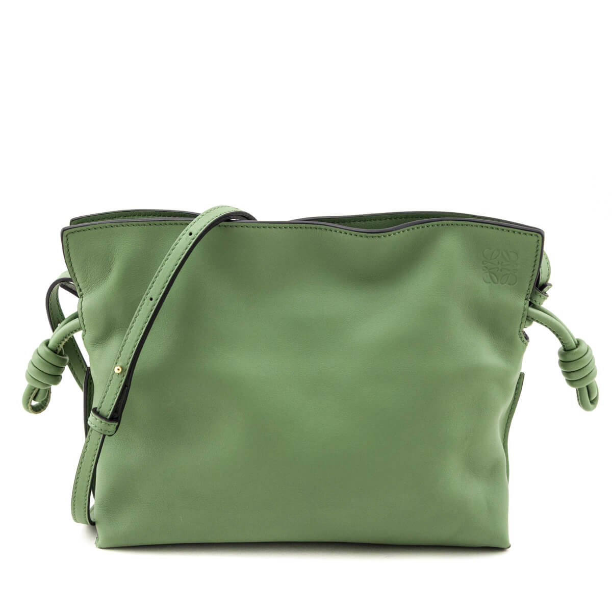 Loewe Green Calfskin Mini Flamenco Knot Clutch - Love that Bag etc - Preowned Authentic Designer Handbags & Preloved Fashions