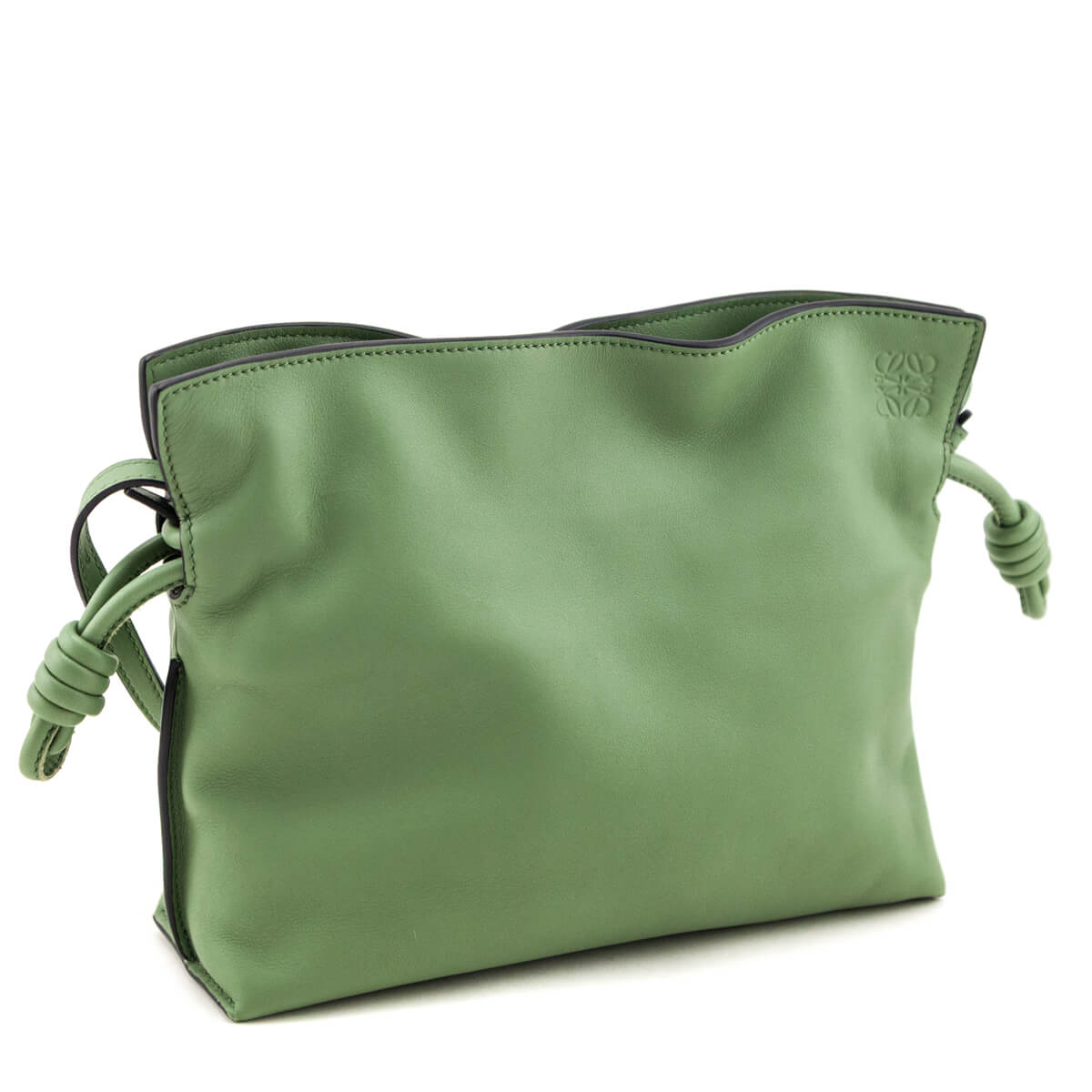 Loewe Green Calfskin Mini Flamenco Knot Clutch - Love that Bag etc - Preowned Authentic Designer Handbags & Preloved Fashions