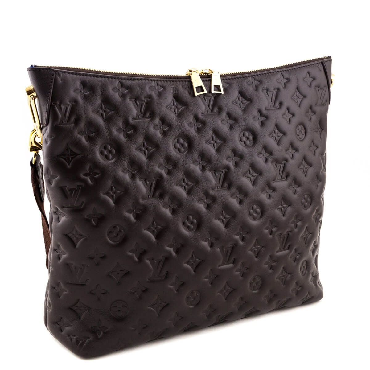 Louis Vuitton Chocolate Calfskin Embossed Monogram Coussin Hobo MM - Love that Bag etc - Preowned Authentic Designer Handbags & Preloved Fashions
