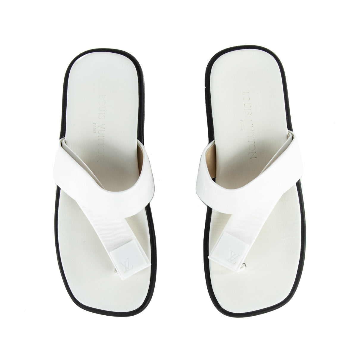 Louis Vuitton White Leather Slide Sandals Size US 7.5 | EU 37.5 - Love that Bag etc - Preowned Authentic Designer Handbags & Preloved Fashions