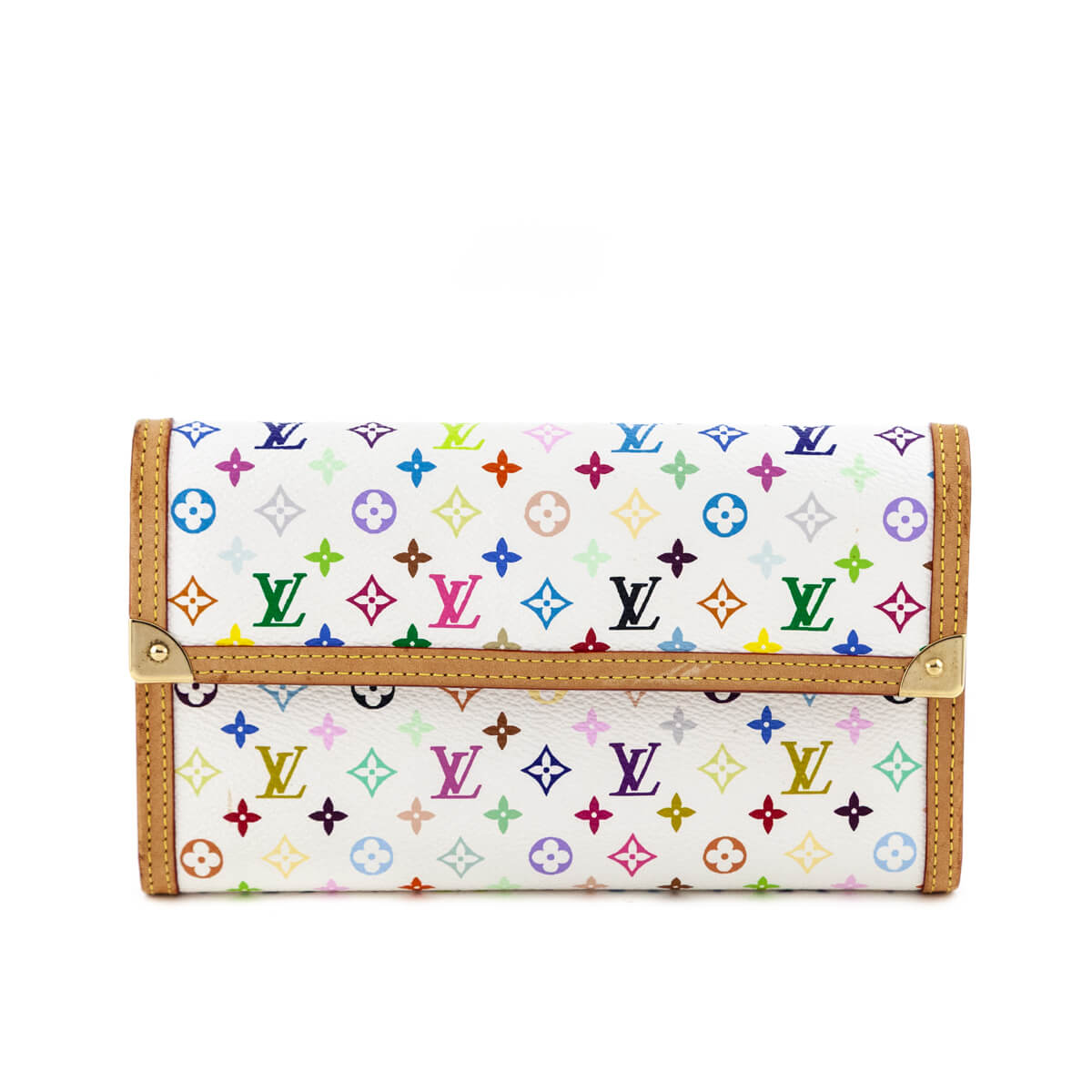 Louis Vuitton White Monogram Multicolor Porte Tresor International Wallet - Love that Bag etc - Preowned Authentic Designer Handbags & Preloved Fashions