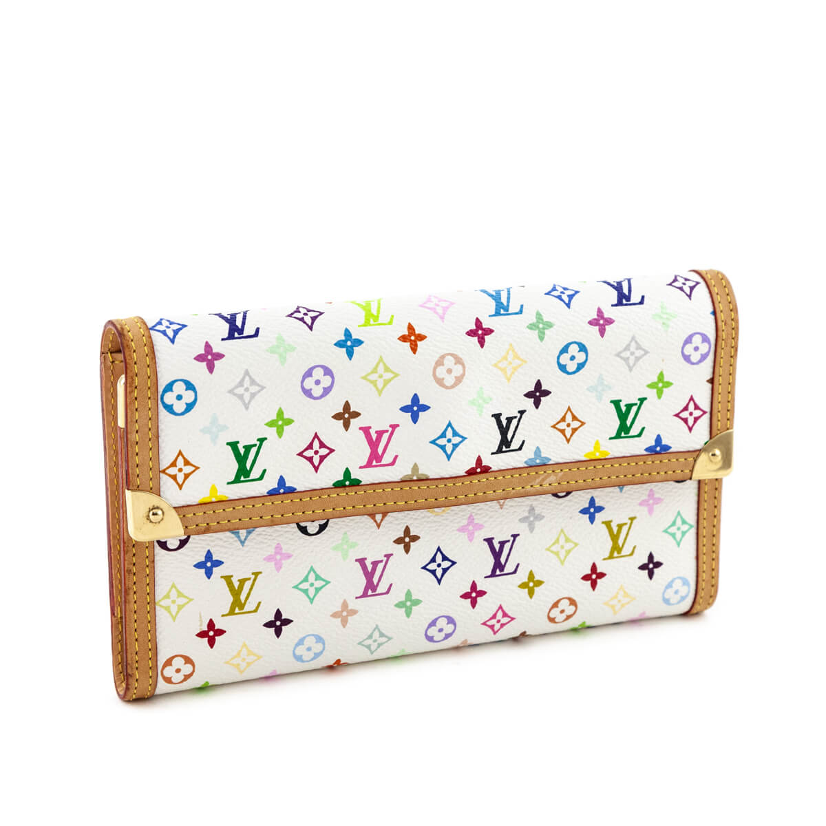 Louis Vuitton White Monogram Multicolor Porte Tresor International Wallet - Love that Bag etc - Preowned Authentic Designer Handbags & Preloved Fashions